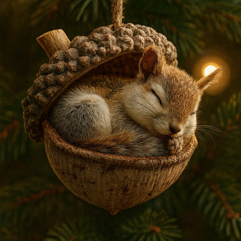Woodland animal acorn Christmas tree ornaments