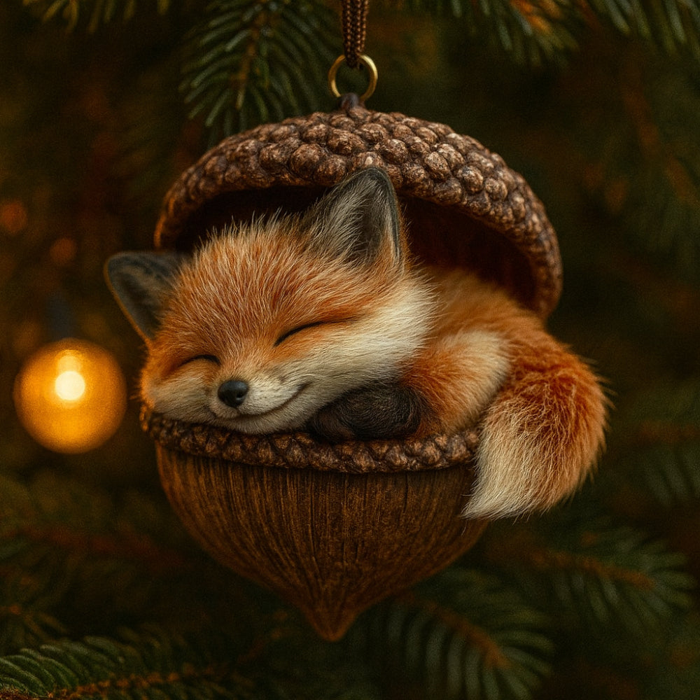 Woodland animal acorn Christmas tree ornaments