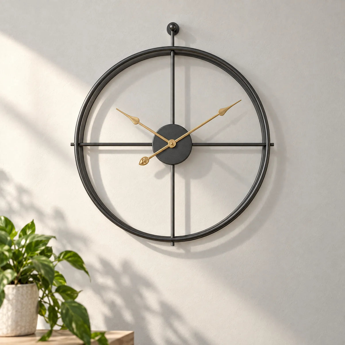 Chronium - Geometric Metal Wall Clock Displaying The Time