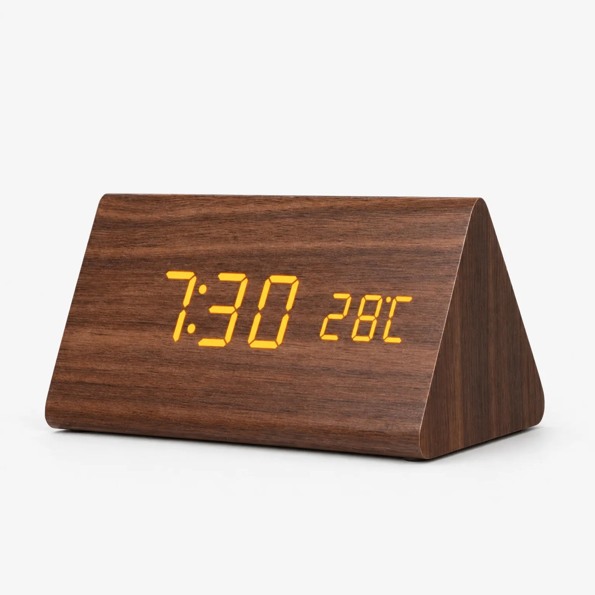 Chronos - Wood Led Alarm Clock Displaying The Time