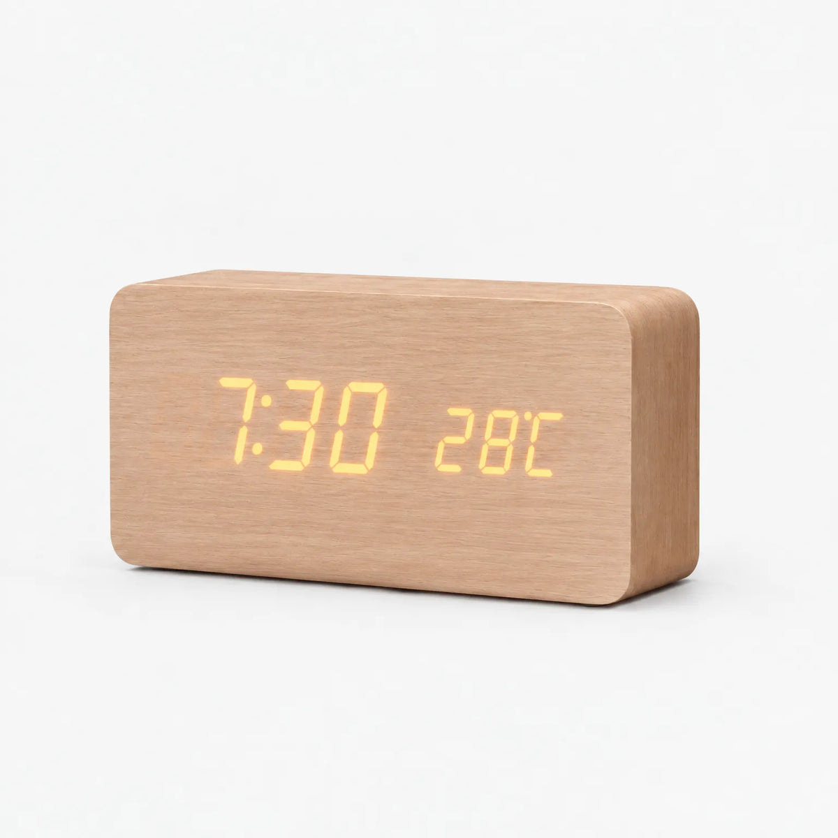 Chronos - Wood Led Alarm Clock Displaying The Time
