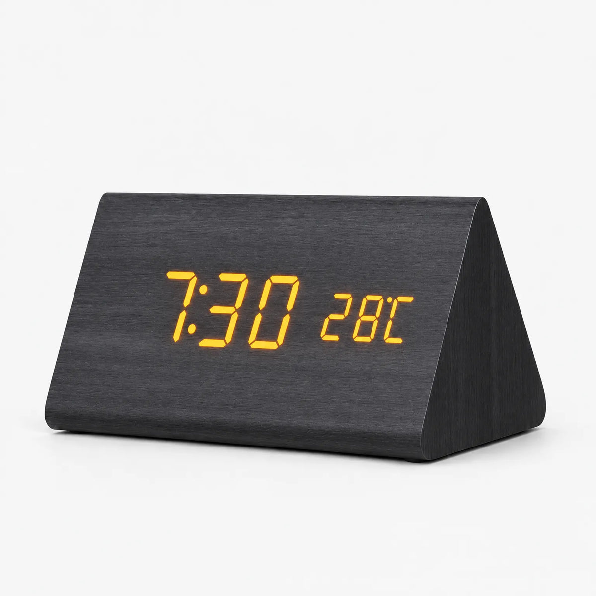 Chronos - Wood Led Alarm Clock Displaying The Time