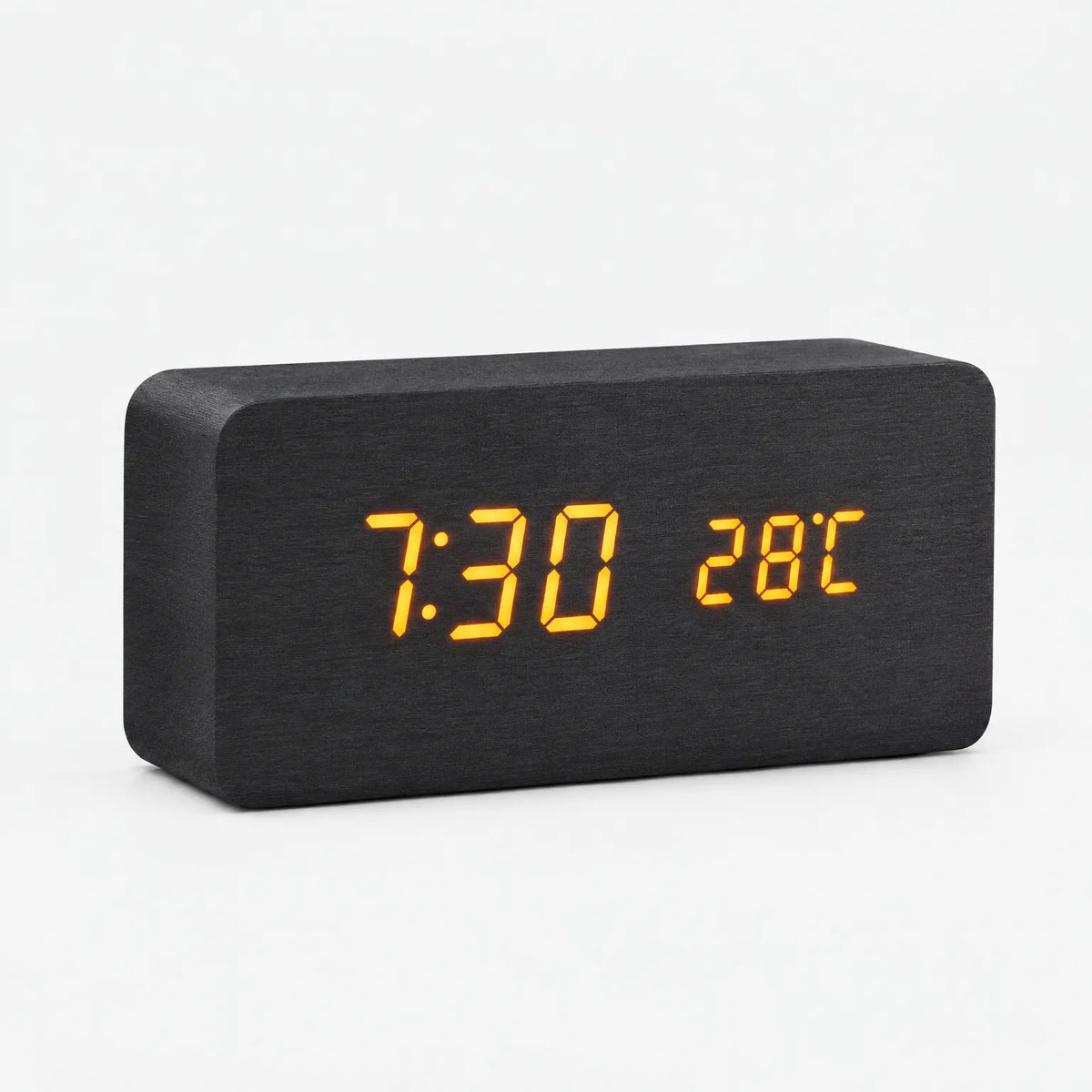 Chronos - Wood Led Alarm Clock Displaying The Time