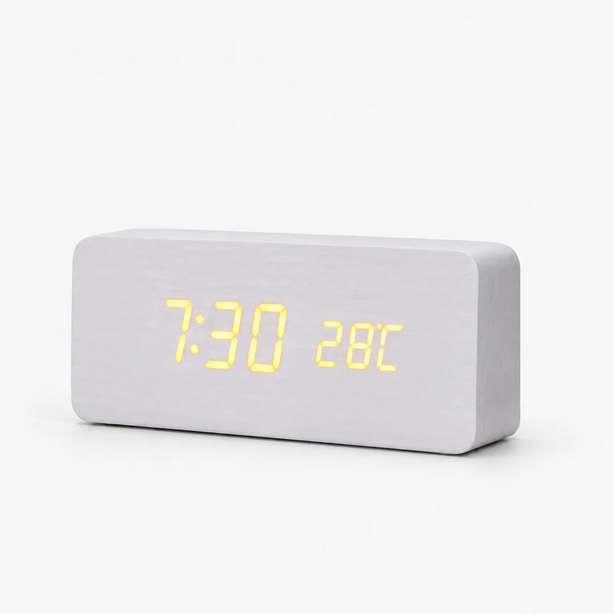 Chronos - Wood Led Alarm Clock Displaying The Time
