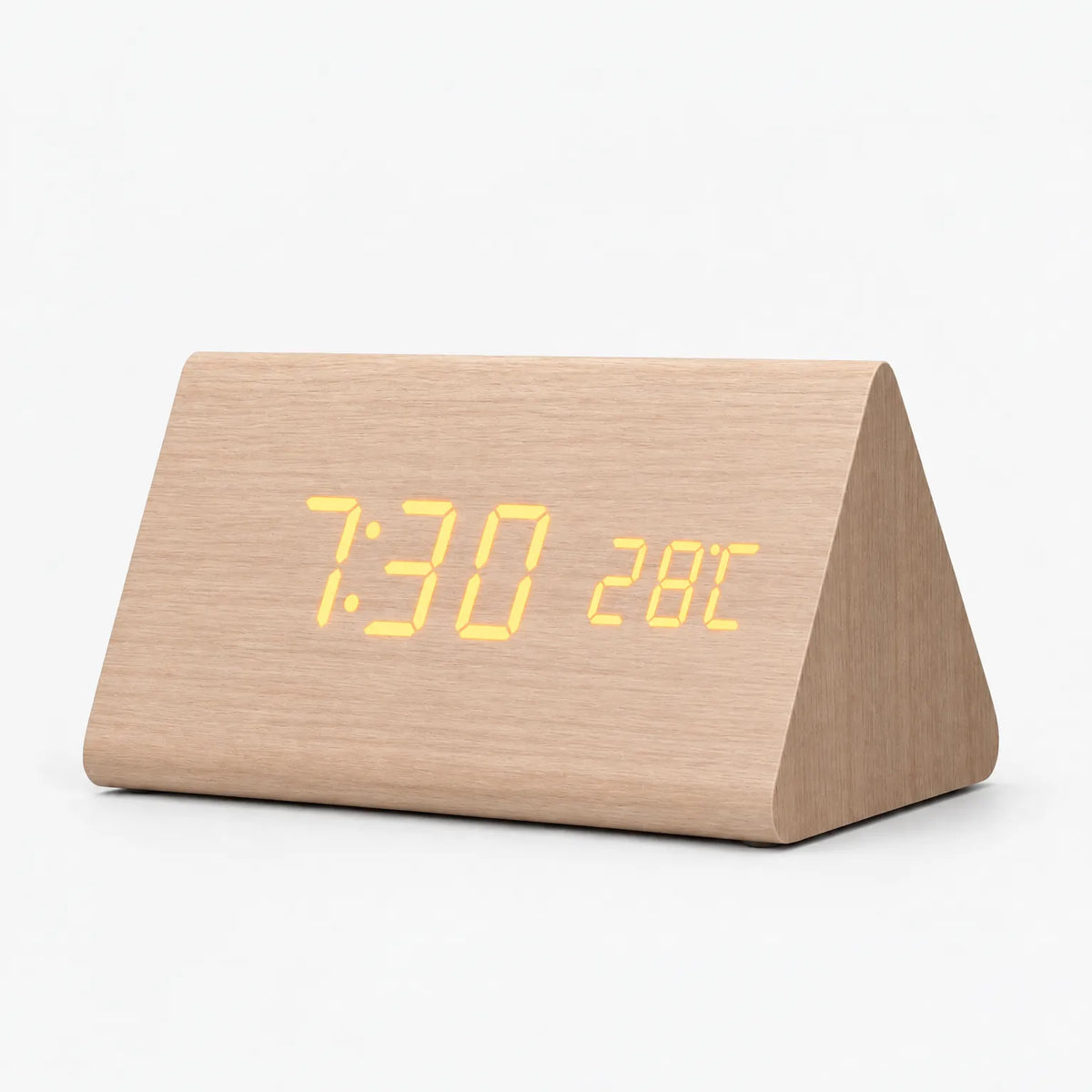 Chronos - Wood Led Alarm Clock Displaying The Time