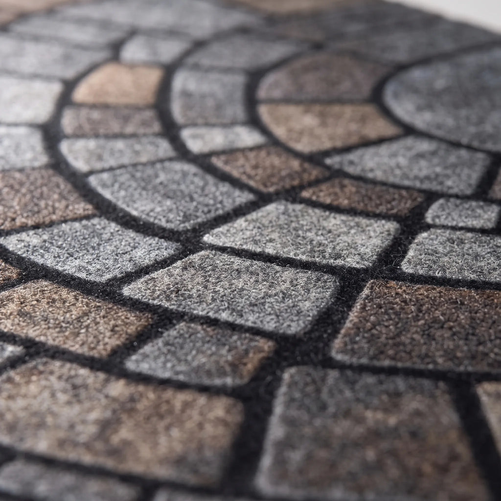 Cobblora - Semicircular Mosaic Front Door Mat Greeting Entranceway Guests