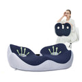 Contoured ergonomic chair seat cushion with rear strap and central openings