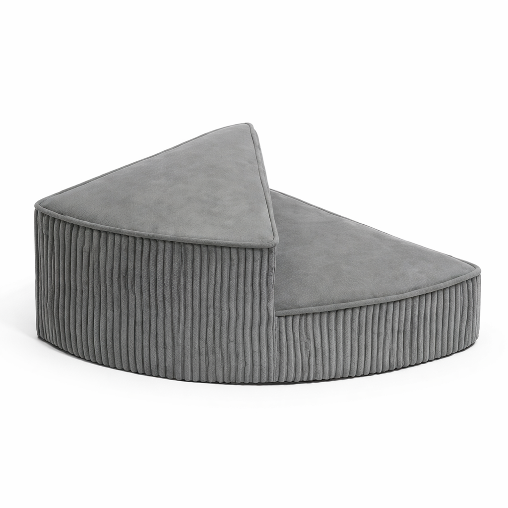 Upholstered multi-step dog stairs with ribbed sides
