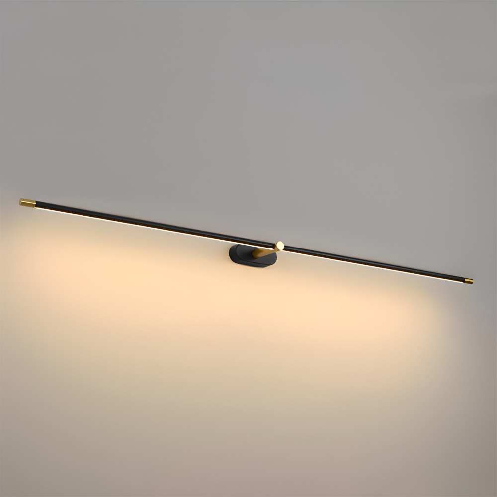 Slim linear LED wall light with central mount and downward illumination