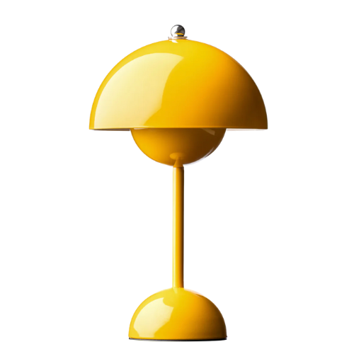 Wireless table lamp with a rounded dome shade and glossy finish