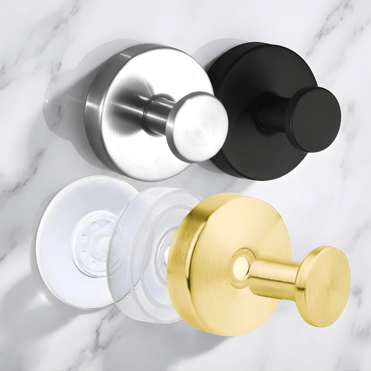 Reusable stainless steel suction wall hook with round mounting base