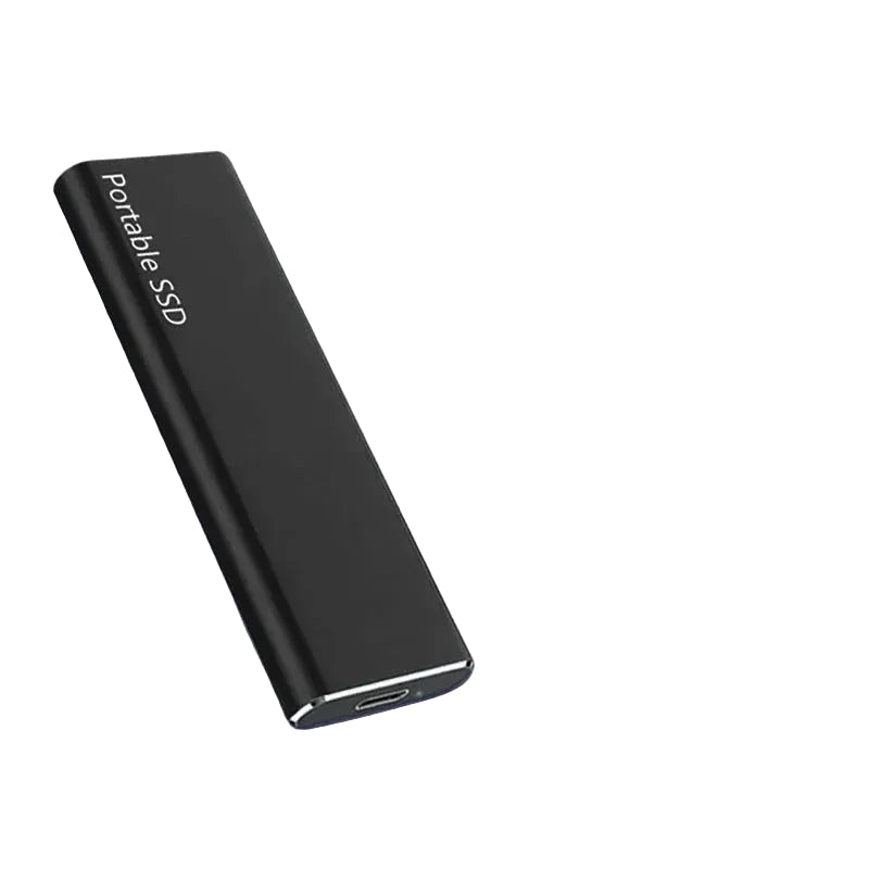 Portable 4TB SSD with USB-C port, cable and connection adapters