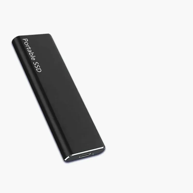Portable 4TB SSD with USB-C port, cable and connection adapters
