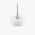Rounded ribbed globe glass pendant light with hanging cable