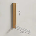 Collapsible wall-mounted hanger rail with wood-effect folding panel and metal hanging bar