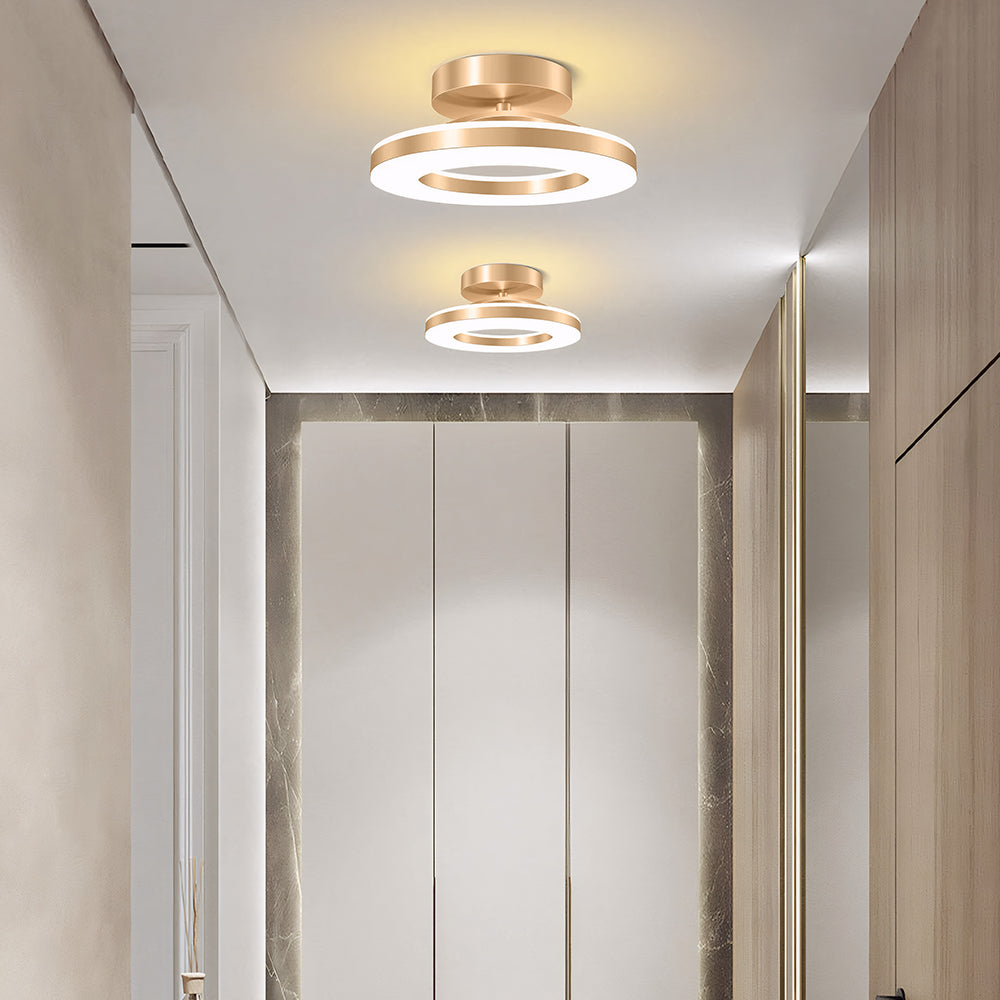 Circular flush mount ceiling light with layered LED rings