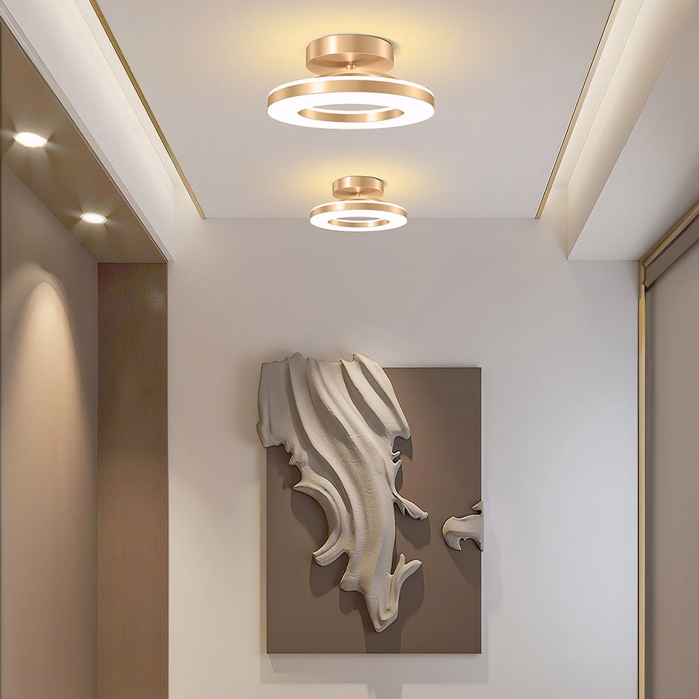 Circular flush mount ceiling light with layered LED rings
