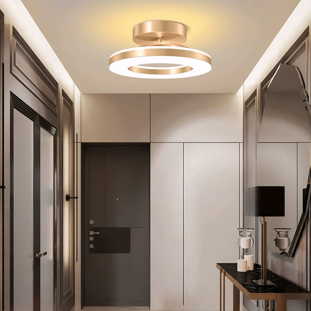 Circular flush mount ceiling light with layered LED rings