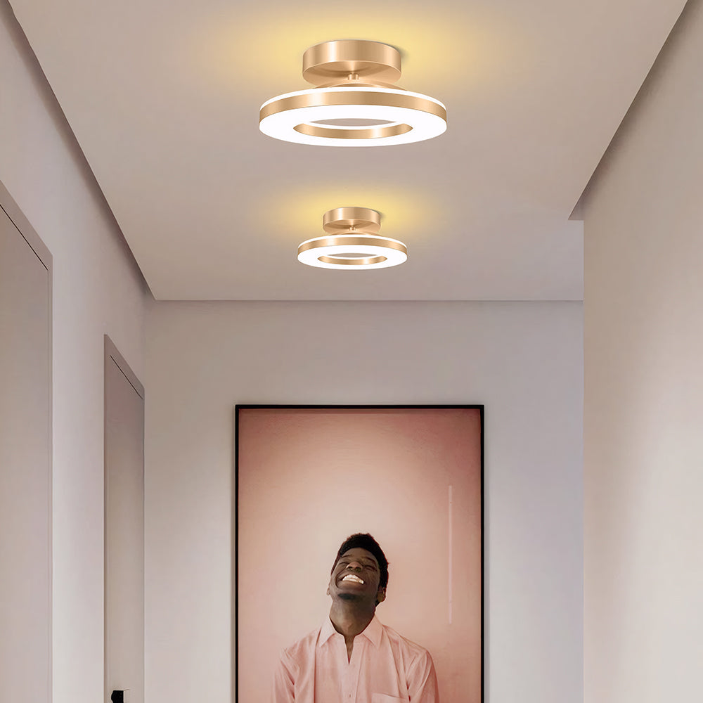 Circular flush mount ceiling light with layered LED rings