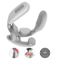 White wearable neck massager with integrated controls and contact pads