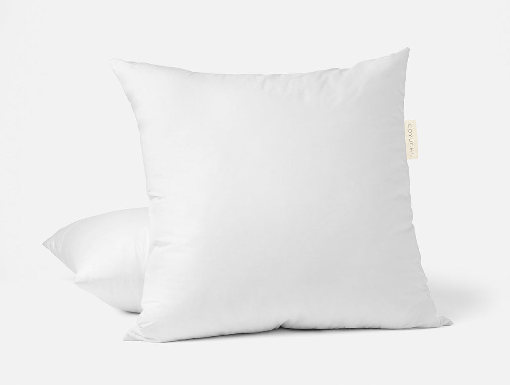 White down feather pillow insert with a soft quilted cover
