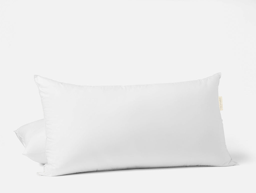White down feather pillow insert with a soft quilted cover