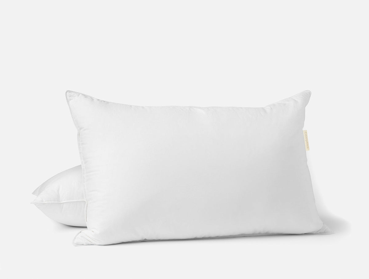 White down feather pillow insert with a soft quilted cover