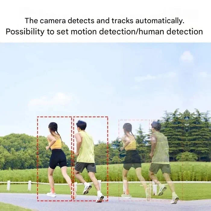 Grey and black dual-lens solar security camera with integrated solar panel