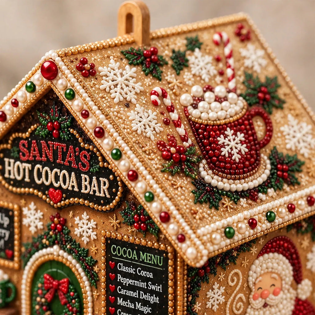 Fandelo - Christmas House Diamond Art Kit Adding Festive Decor To A Mantel Or Shelf