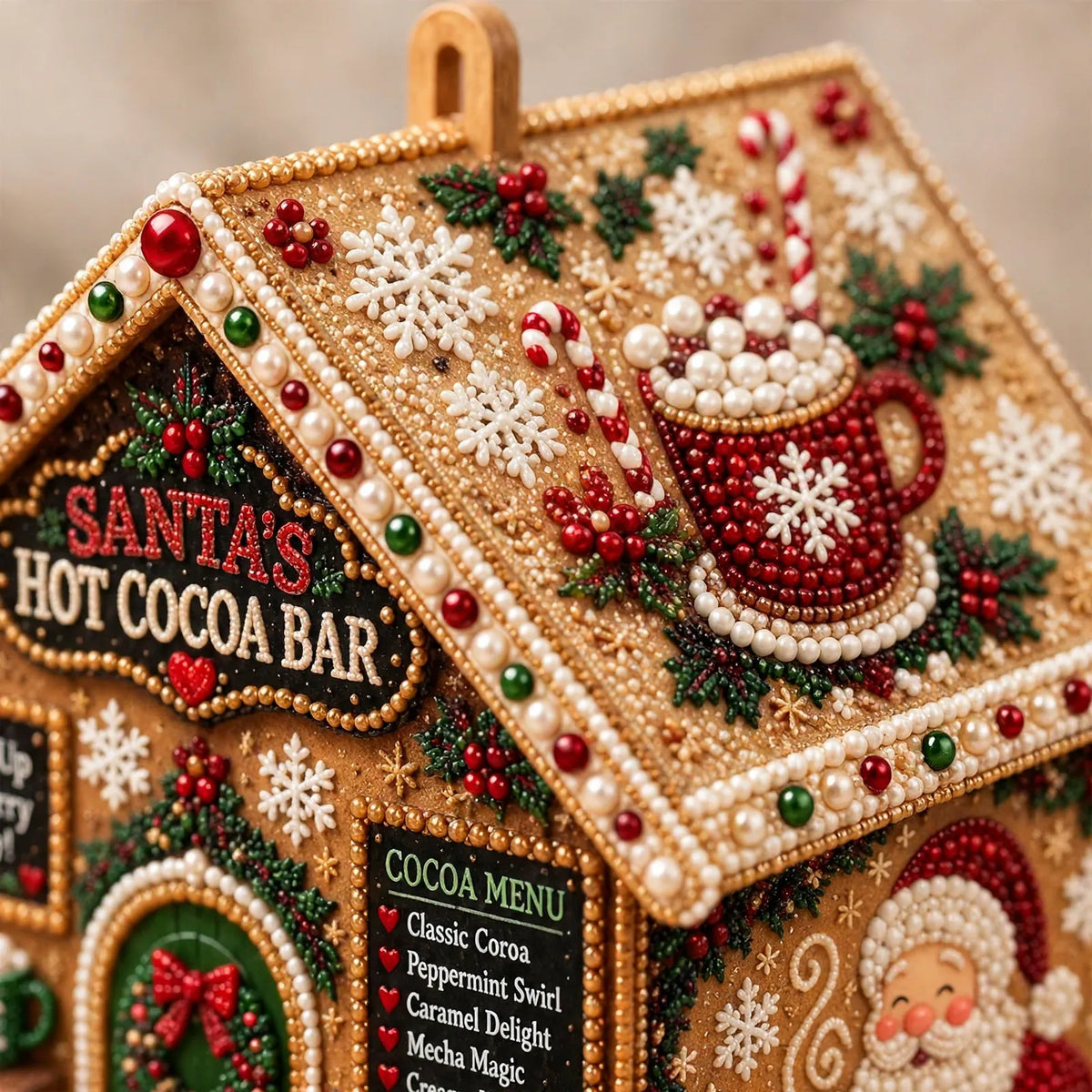 Fandelo - Christmas House Diamond Art Kit Adding Festive Decor To A Mantel Or Shelf