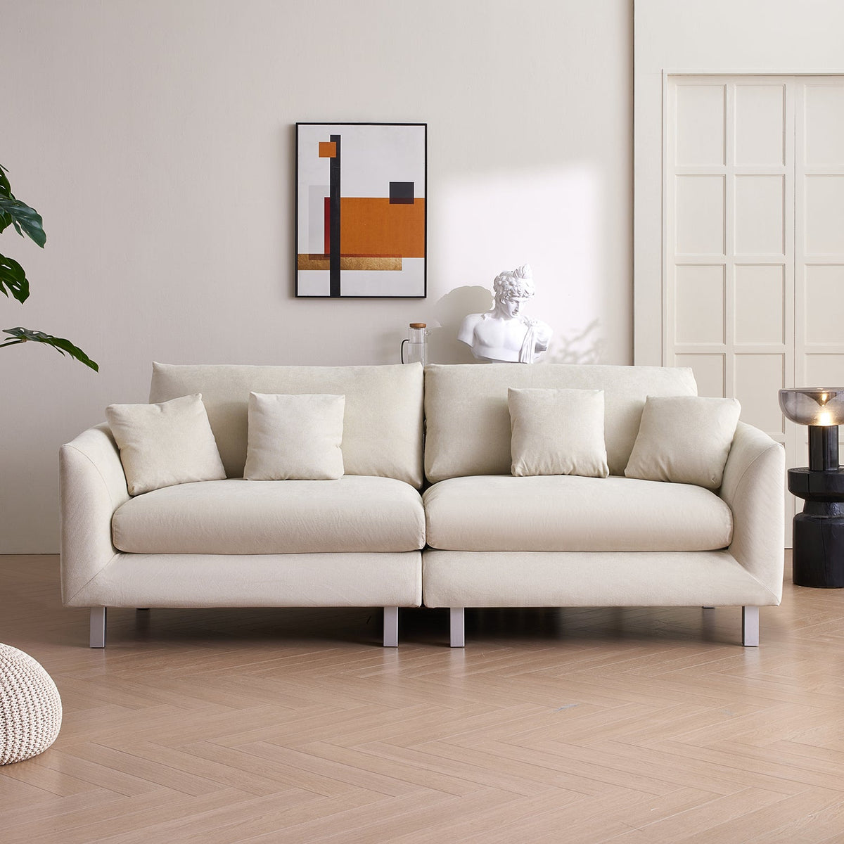 Set of four tapered rectangular furniture legs with threaded fixing studs