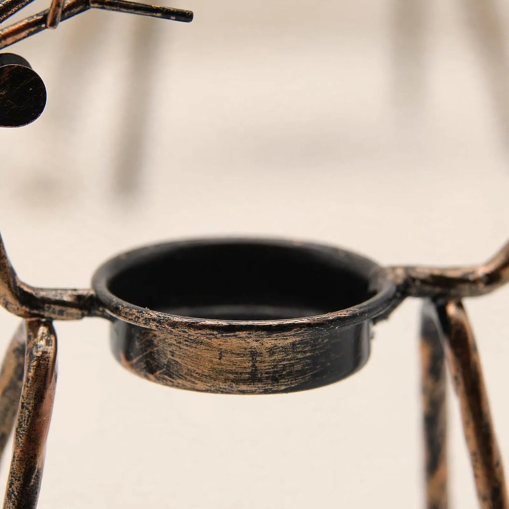 Fernlock - Reindeer Tea Light Candle Holder Setting A Warm Glow On A Mantel Or Tabletop