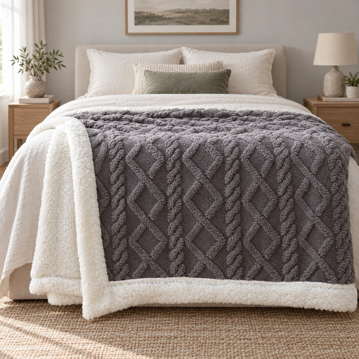 Fleecewick - Textured Sherpa Blanket Cosy Movie Nights