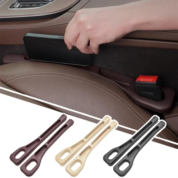 Pair of flexible foam car seat gap fillers positioned beside front car seats