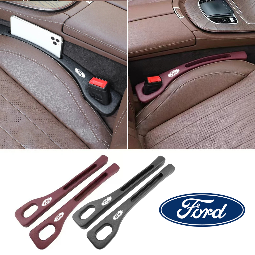 Pair of flexible foam car seat gap fillers positioned beside front car seats