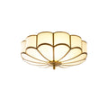 Flower-shaped glass flush-mount ceiling lamp with gold-coloured trim