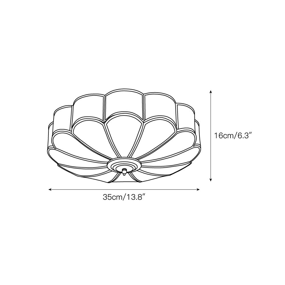 Flower-shaped glass flush-mount ceiling lamp with gold-coloured trim