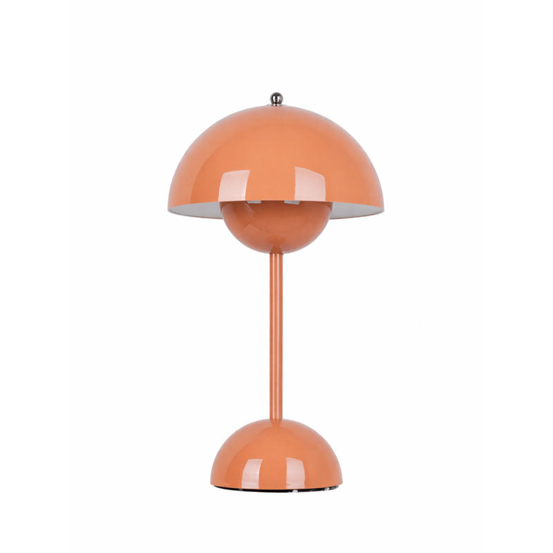 Portable dome table lamp with layered rounded shade and base