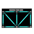 Black football training mat with turquoise arrows and numbered footwork positions