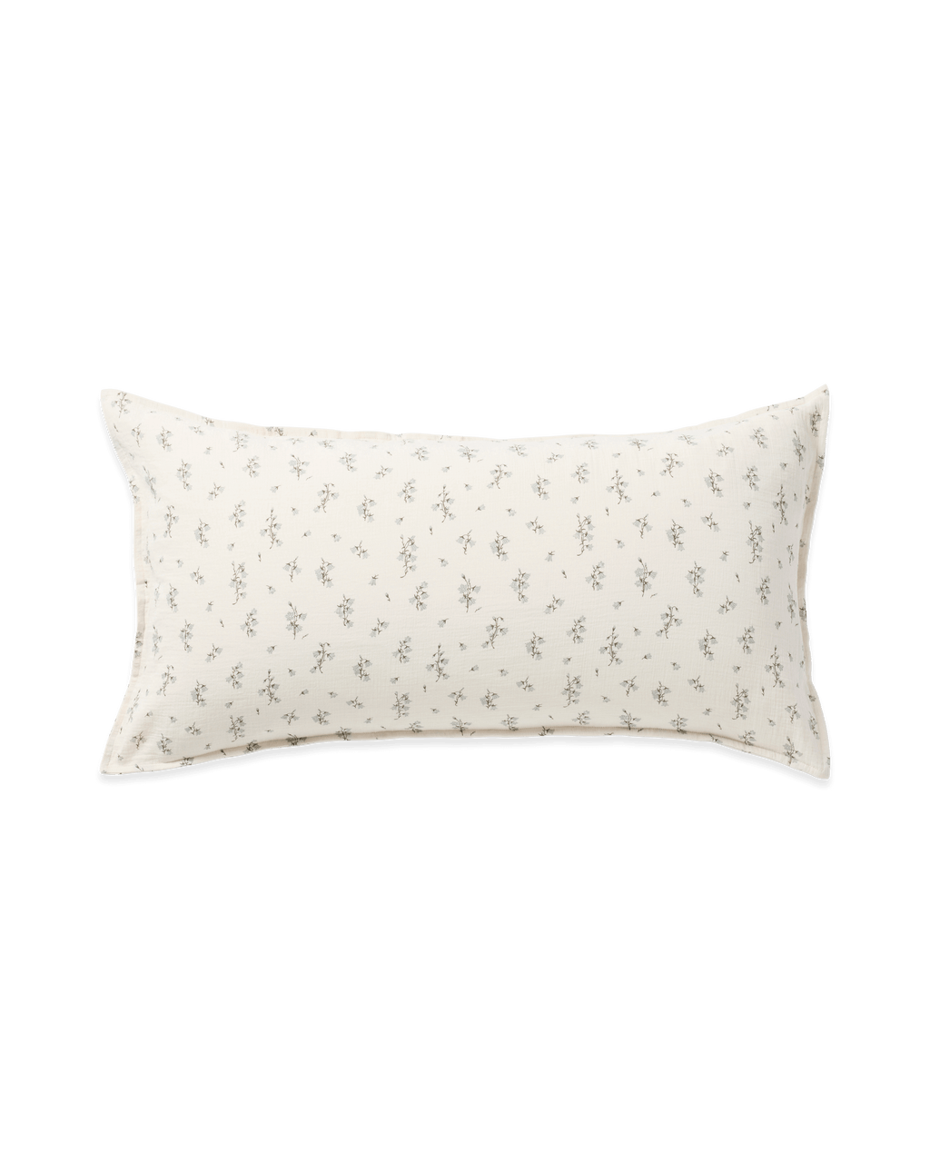 Cream muslin pillowcase with a delicate botanical floral pattern
