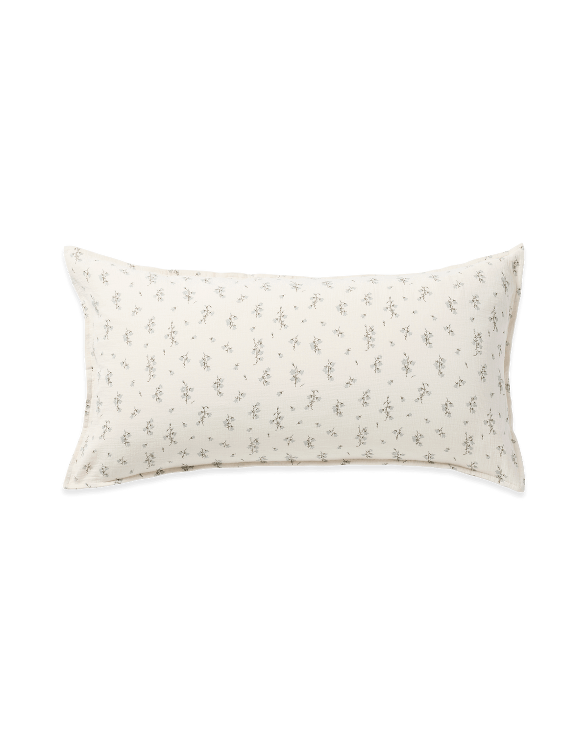 Cream muslin pillowcase with a delicate botanical floral pattern