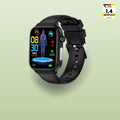 Smartwatch with rectangular digital display, SOS function and adjustable strap