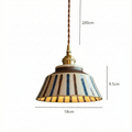 Patterned pendant lamp with tapered shade and twisted hanging cord