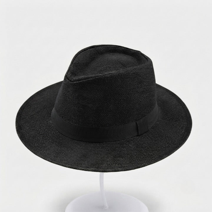 Wide-brim fedora sun hat with a contrasting band