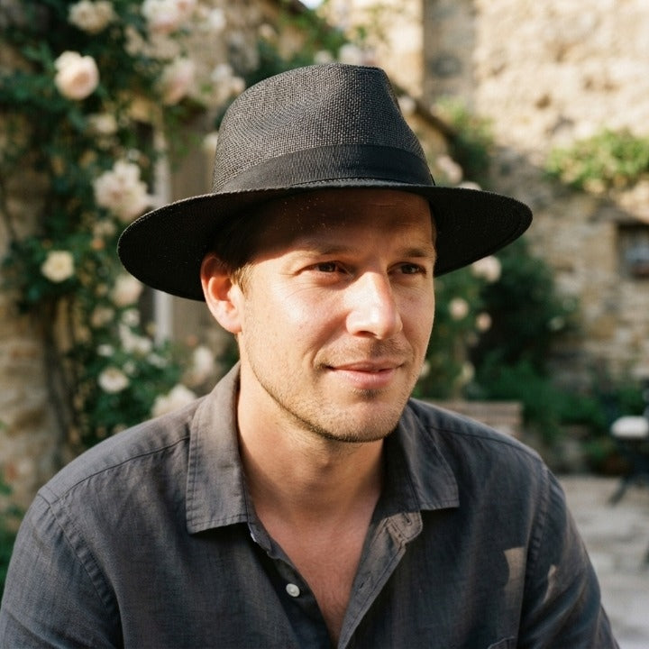 Wide-brim fedora sun hat with a contrasting band