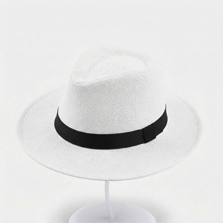 Wide-brim fedora sun hat with a contrasting band