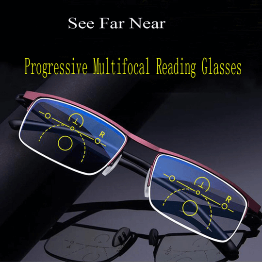 Black rectangular multifocal reading glasses with anti-reflective lenses