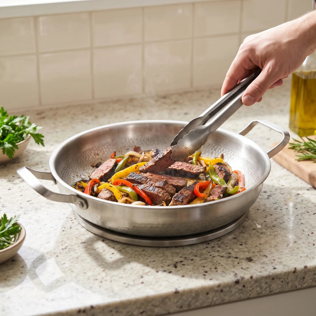 Hanvola - Frying Pan With Two Handles Searing Meat And Frying Eggs On The Hob