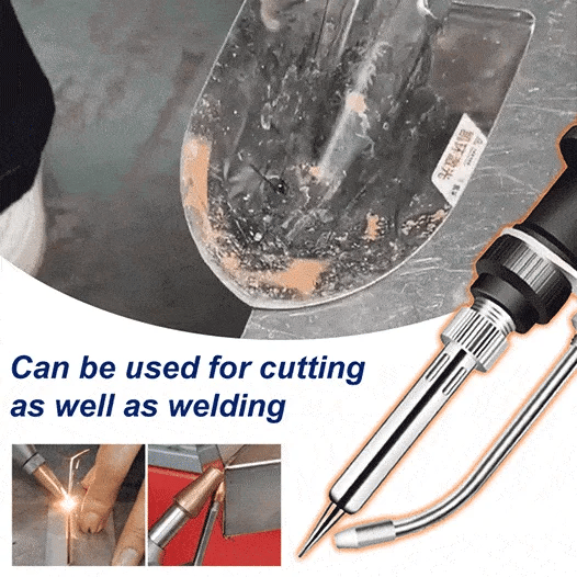 Black corded soldering iron with solder spool, stand and blue indicator light