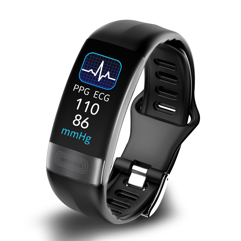 Wrist blood pressure monitor with ECG display and adjustable strap